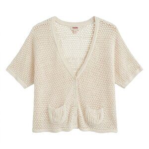 Mossimo Supply Co Crochet Crop Cardigan Open Knit Cotton Cream XXL Festival